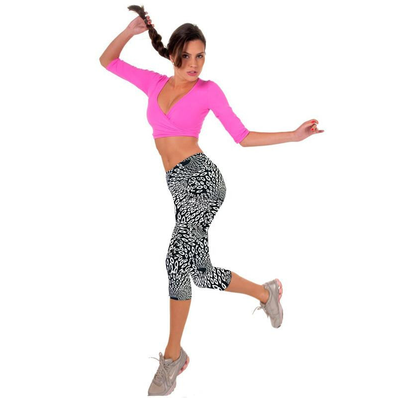 Women Fitness Mid Calf Elastic Pants Leggins Sweatpants Women Printing Legging Jegging
