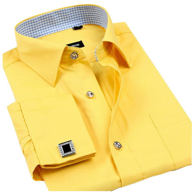 New Cufflinks Men Dress Shirts Fashion Formal Business Wedding French Cuff Stripe Shirts T0025 - CelebritystyleFashion.com.au online clothing shop australia