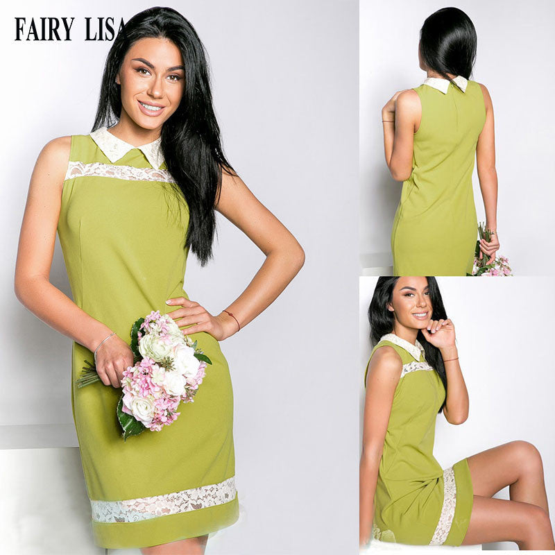 Online discount shop Australia - LISA summer lace Splice office dress women casual plus size vintage dress sexy sleeveless party dresses cheap clothes china