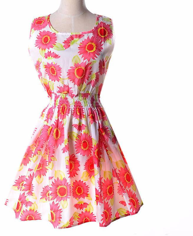 Summer Autumn Korean Women's Casual Dresses Bohemian Floral Leopard Vest Printed Beach Dresses For Women Large Size Dress