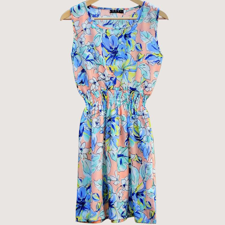 Summer Autumn Korean Women's Casual Dresses Bohemian Floral Leopard Vest Printed Beach Dresses For Women Large Size Dress