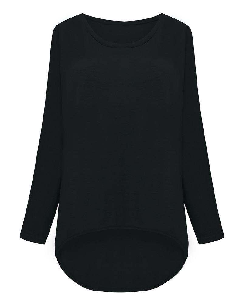 T-shirt Women O neck Long Batwing Sleeve Loose Tee Shirts Female Casual Solid Plus Size S-3XL Top
