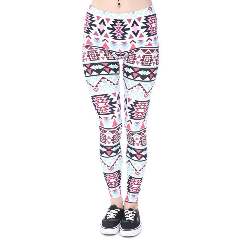 Women Legging Aztec Round Ombre Printed leggins Slim High Waist Legins Pants