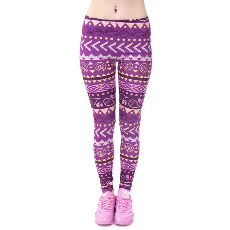 Women Legging Aztec Round Ombre Printed leggins Slim High Waist Legins Pants