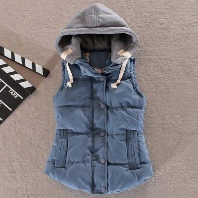 Women's Cotton Hooded Down Vest Coats Female Female Thicken Warm Casual Jacket&Outerwear Woman Coat Waistcoat F778
