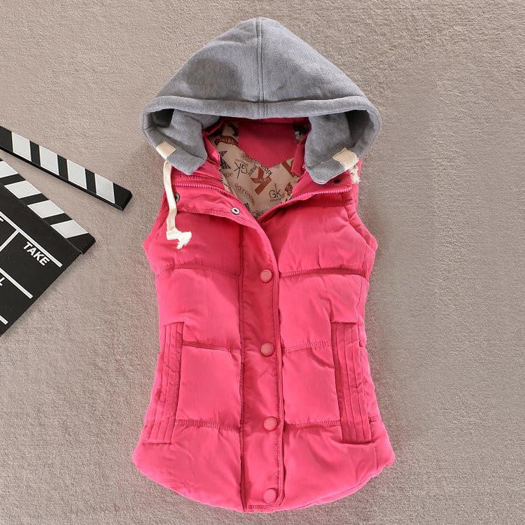 Women's Cotton Hooded Down Vest Coats Female Female Thicken Warm Casual Jacket&Outerwear Woman Coat Waistcoat F778