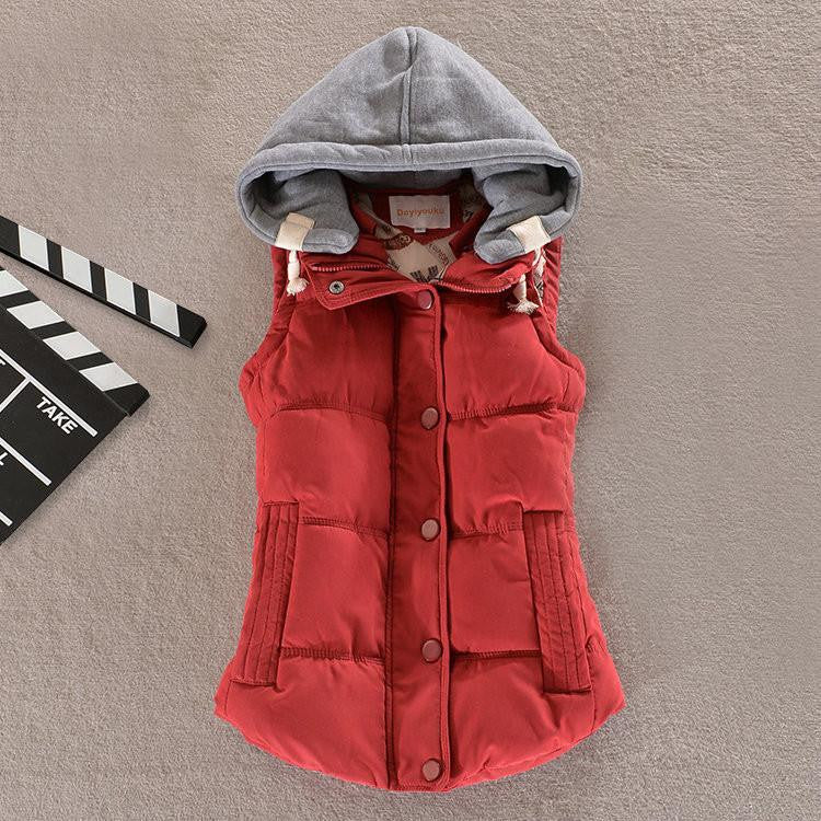 Women's Cotton Hooded Down Vest Coats Female Female Thicken Warm Casual Jacket&Outerwear Woman Coat Waistcoat F778