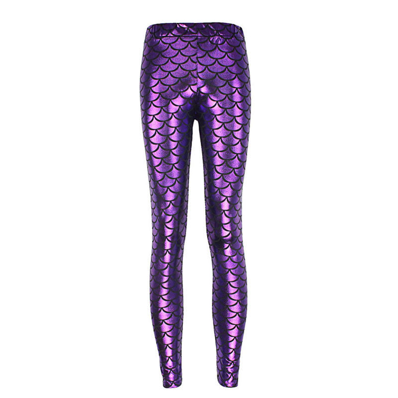 Fashion Trousers Digital Print Women Mermaid Fish Scale Leggings High