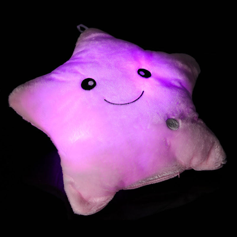Online discount shop Australia - Colorful Star Glow LED Luminous Light Cushion Lovely Soft Relax Smile Stars Flashing Cushions