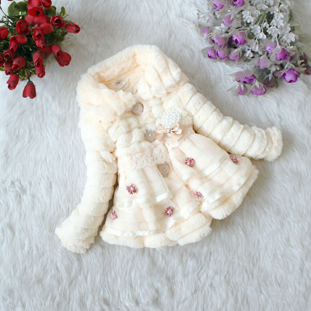 Baby Girls Faux Fur Fleece Coat Party Pageant Warm Jacket Xmas Snowsuit 1-5Years - CelebritystyleFashion.com.au online clothing shop australia