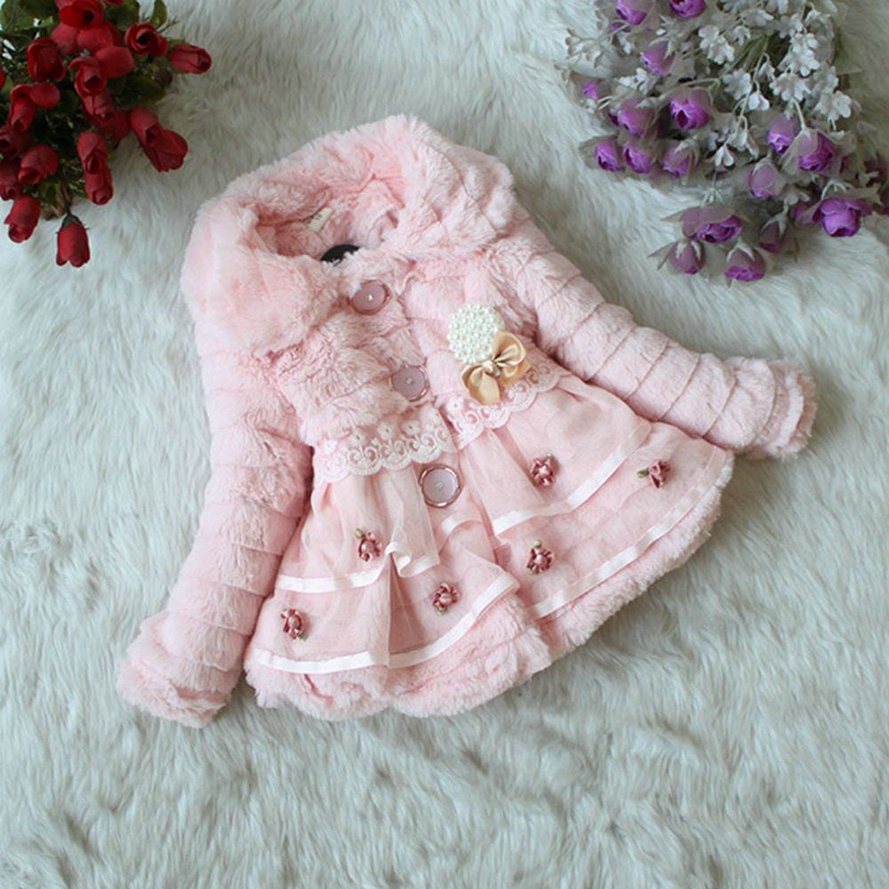Baby Girls Faux Fur Fleece Coat Party Pageant Warm Jacket Xmas Snowsuit 1-5Years - CelebritystyleFashion.com.au online clothing shop australia