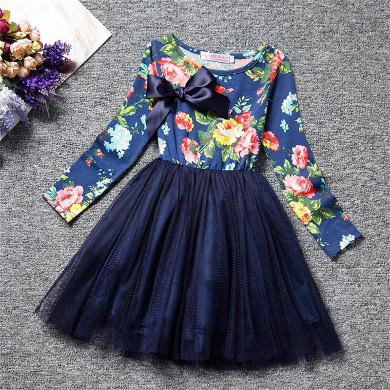 Online discount shop Australia - Flower Print Girl Dress New Brand Christmas Costume For Girls Party Birthday Tutu Girls Dresses Children Clothing