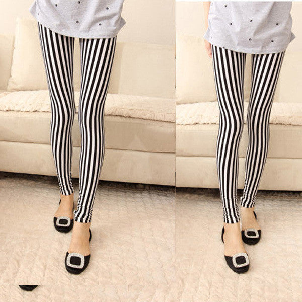 Online discount shop Australia - Multi Patterns Women Skinny Legging Pant Stripe Grid Porcelain Geometry Pencil Legwear
