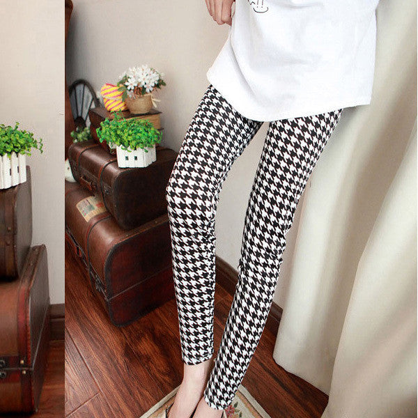 Online discount shop Australia - Multi Patterns Women Skinny Legging Pant Stripe Grid Porcelain Geometry Pencil Legwear