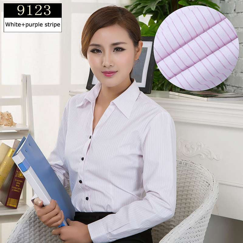Online discount shop Australia - Blouses Shirts Office Lady Work Wear Plus Size Long Sleeve Cotton Basic Shirts Formal Women Blouses Tops