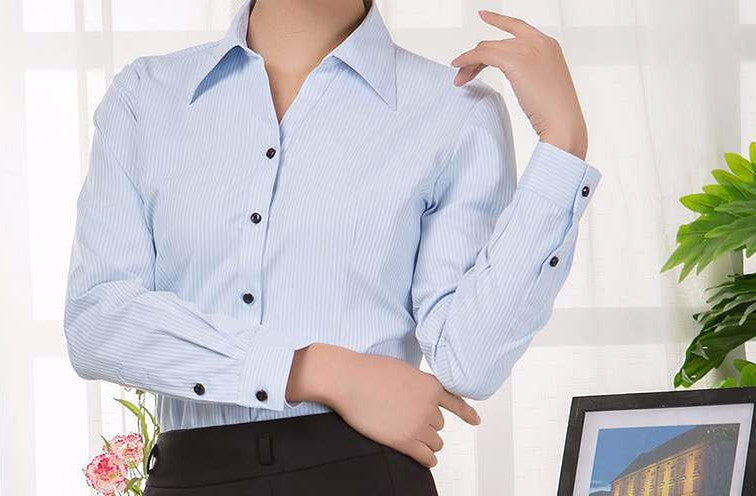 Online discount shop Australia - Blouses Shirts Office Lady Work Wear Plus Size Long Sleeve Cotton Basic Shirts Formal Women Blouses Tops