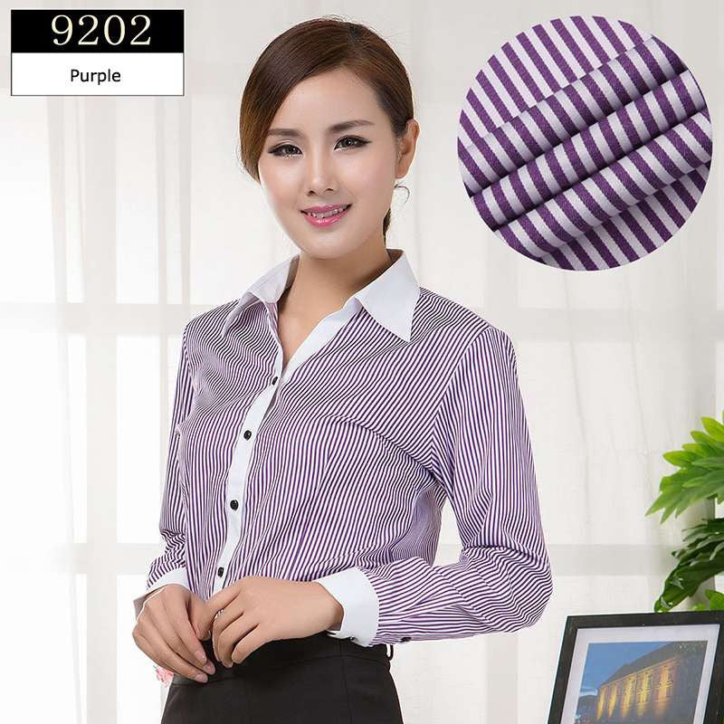 Online discount shop Australia - Blouses Shirts Office Lady Work Wear Plus Size Long Sleeve Cotton Basic Shirts Formal Women Blouses Tops