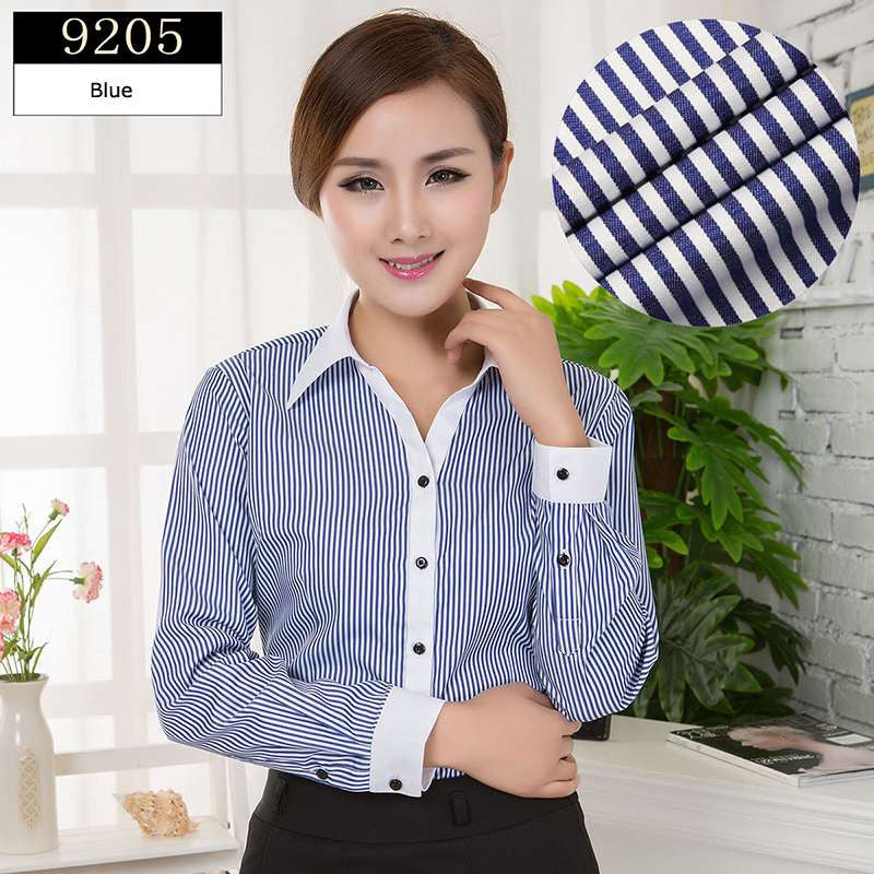 Online discount shop Australia - Blouses Shirts Office Lady Work Wear Plus Size Long Sleeve Cotton Basic Shirts Formal Women Blouses Tops