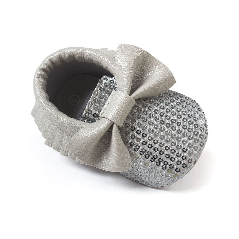 red sequins baby bow moccasins Bling Bling pu leather glitter baby girls dress shoes toddler soft sole moccs - CelebritystyleFashion.com.au online clothing shop australia