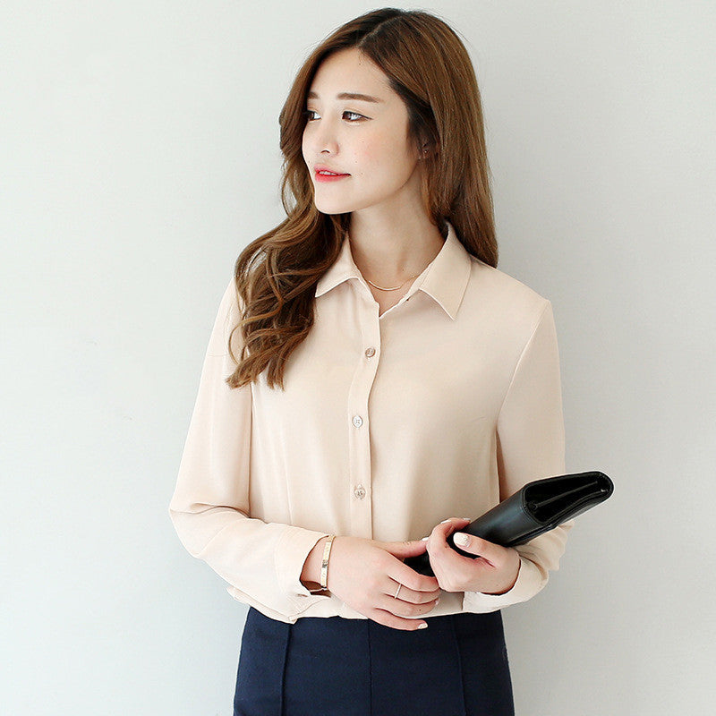 Online discount shop Australia - Fashion Women casual tops Long Sleeve Chiffon Shirt Blouse Simple women's plus size