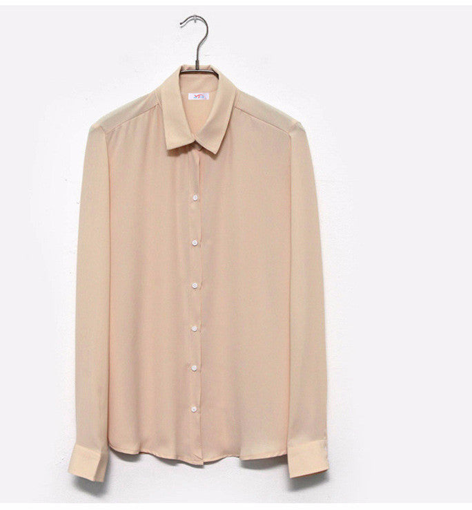 Online discount shop Australia - Fashion Women casual tops Long Sleeve Chiffon Shirt Blouse Simple women's plus size