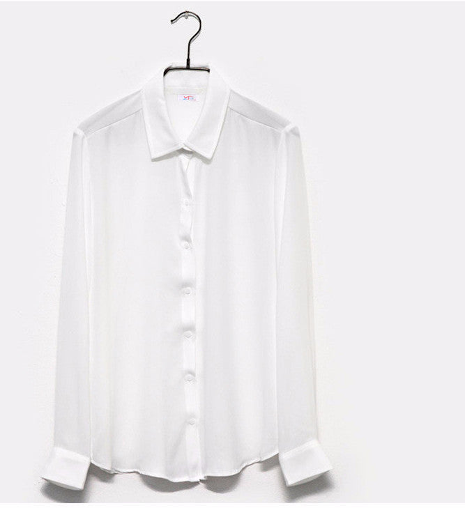 Online discount shop Australia - Fashion Women casual tops Long Sleeve Chiffon Shirt Blouse Simple women's plus size