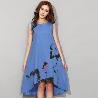 Women dress vintage long dress party linen dresses ladies casual maxi dress robe