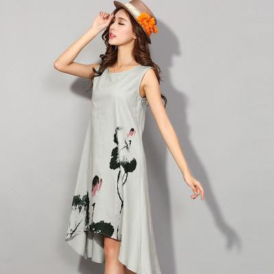 Women dress vintage long dress party linen dresses ladies casual maxi dress robe