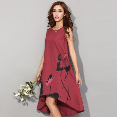 Women dress vintage long dress party linen dresses ladies casual maxi dress robe
