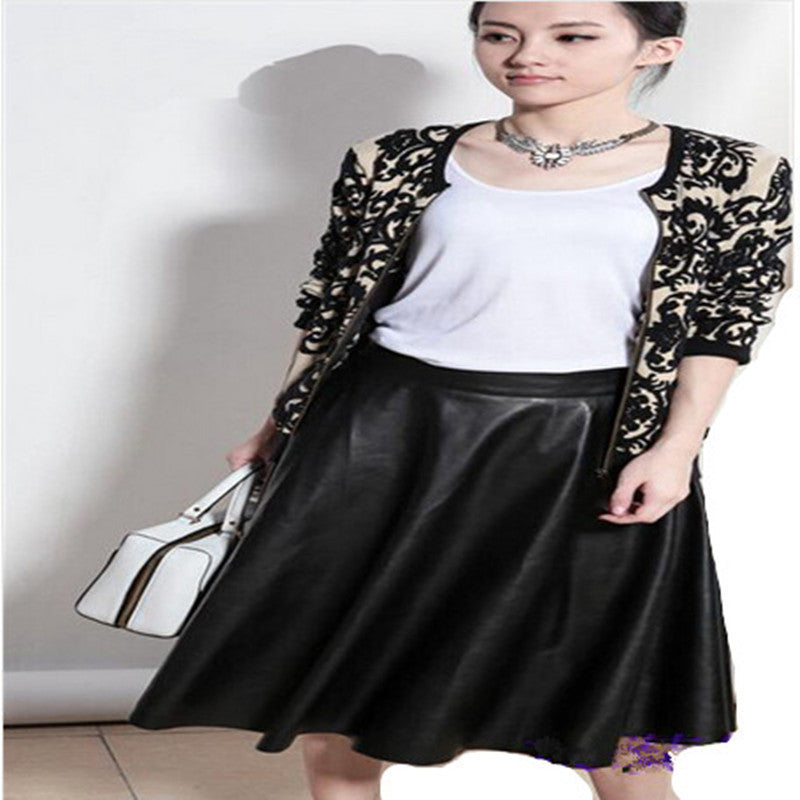 Online discount shop Australia - High Waist Woman PU Leather Skirt New Fashion Woman Spring Vintage Large Swing Long Midi Skirts Black Red QT128