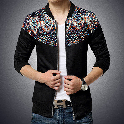 Fashion Brand Jacket Men Trend Flower Sleeve Patchwork Slim Fit Mens Clothes Men Casual Jacket 5XL