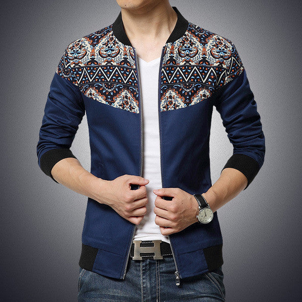 Fashion Brand Jacket Men Trend Flower Sleeve Patchwork Slim Fit Mens Clothes Men Casual Jacket 5XL