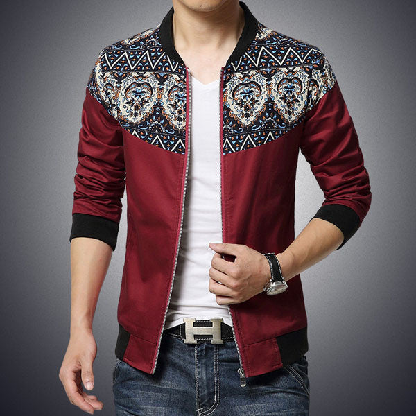 Fashion Brand Jacket Men Trend Flower Sleeve Patchwork Slim Fit Mens Clothes Men Casual Jacket 5XL