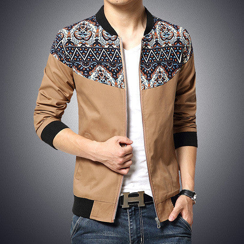 Fashion Brand Jacket Men Trend Flower Sleeve Patchwork Slim Fit Mens Clothes Men Casual Jacket 5XL