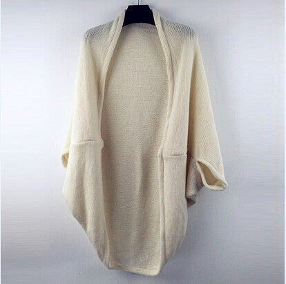 Fashion Women Casual Korea Loose Shawl Batwing Sleeves Lady Knit Sweater Coat Woolen Women Cardigans Jacket