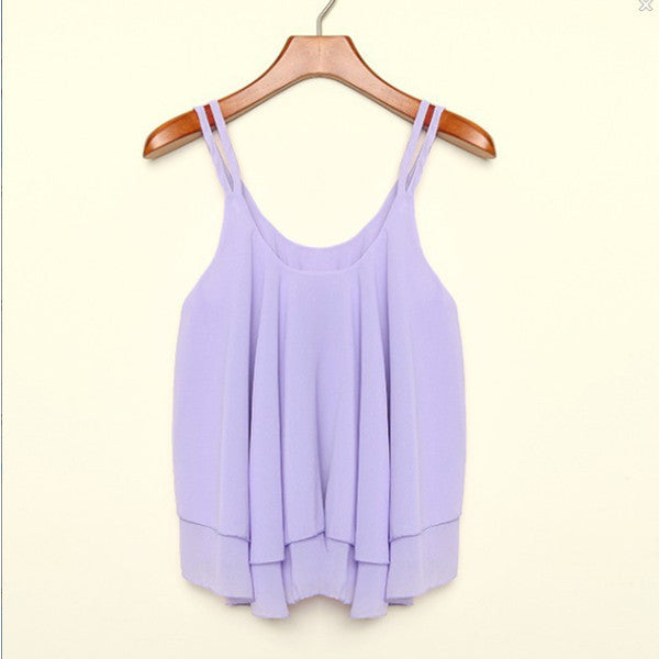Women Strap Tank Tops Sleeveless White Chiffon Casual T-shirt Vest Crop Tops Camis S M L XL 2XL 3XL 4XL