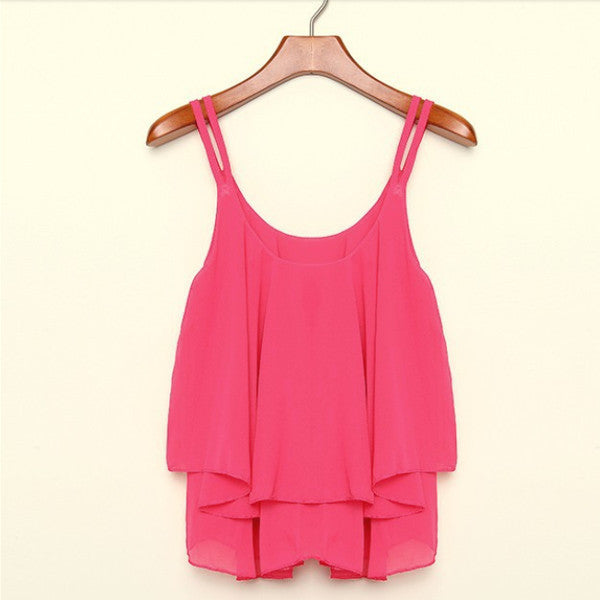 Women Strap Tank Tops Sleeveless White Chiffon Casual T-shirt Vest Crop Tops Camis S M L XL 2XL 3XL 4XL