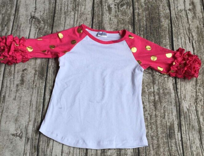 girls clothes raglan tops girls casual tops 7 color gold polka dot girls Autumn top girls icing raglans t shirt - CelebritystyleFashion.com.au online clothing shop australia