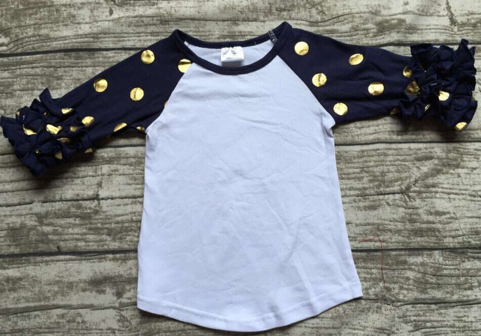 girls clothes raglan tops girls casual tops 7 color gold polka dot girls Autumn top girls icing raglans t shirt - CelebritystyleFashion.com.au online clothing shop australia