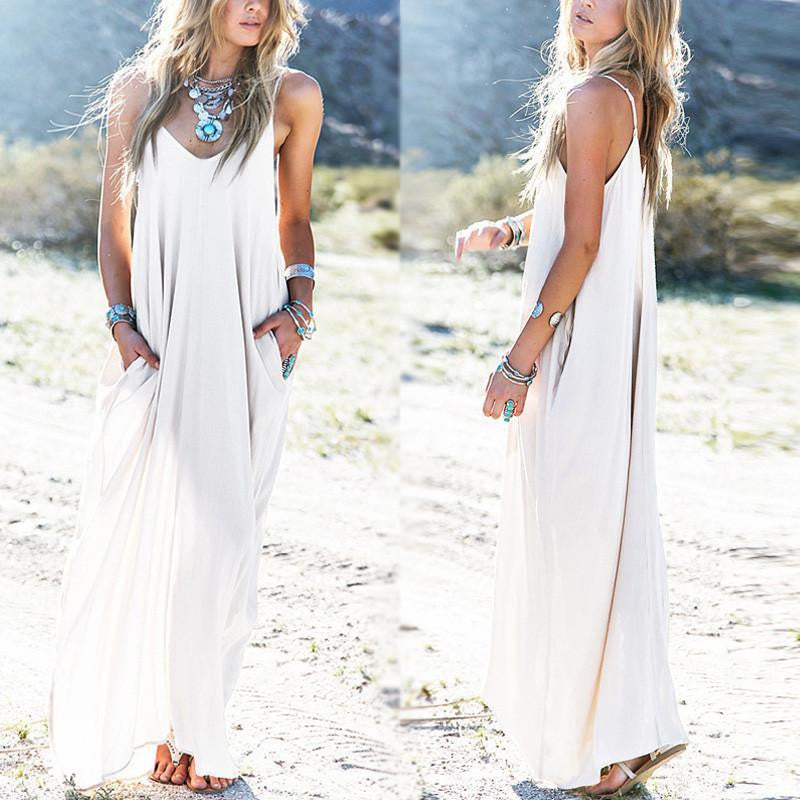 ZANZEA Summer Vestidos Women Dress Boho Strapless V-neck Sleeveless Baggy Long Maxi Dresses Sundress Beach Plus Size