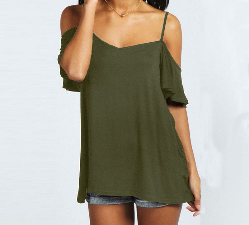 Online discount shop Australia - Fashion T Shirt  Sexy Women Slash Neck Short Sleeve Off Shoulder Casual Solid Stretch Top Tees Plus Size Tops