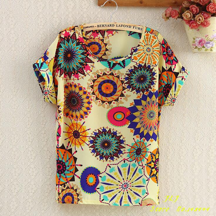 chiffion Batwing Short Sleeve T-Shirts women Loose Shirt Tees tops casual Tees clothes