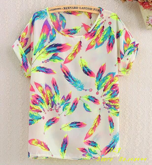 chiffion Batwing Short Sleeve T-Shirts women Loose Shirt Tees tops casual Tees clothes