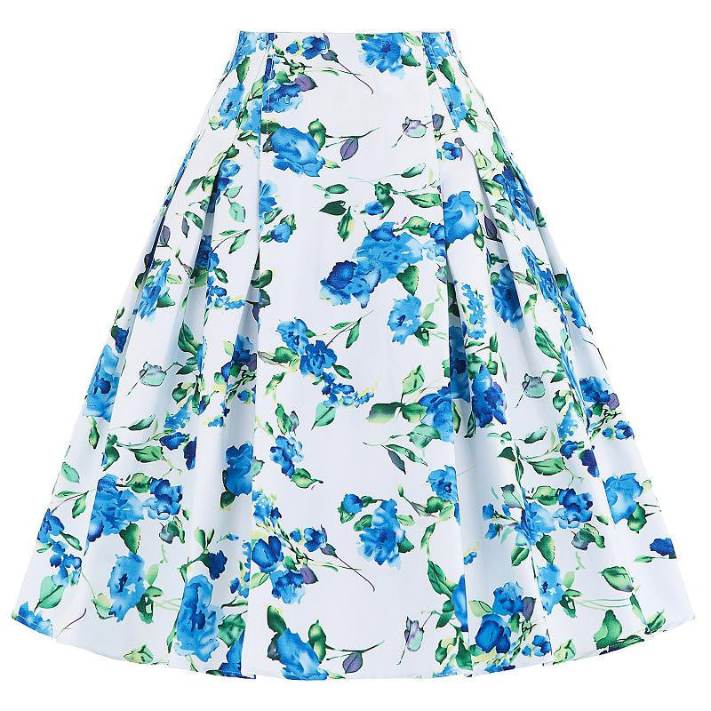 Online discount shop Australia - 50s Floral print Skirts Womens faldas Style Pleated plus size retro Casual Vintage skater skirt patterns saia feminina