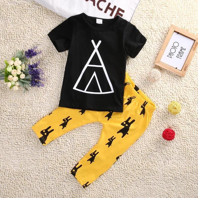 2016 New Kids Clothes Toddle Baby Boys Clothing Set Summer Short Sleeve T-Shirt Top and Pant 2pcs Outfit Children Set - CelebritystyleFashion.com.au online clothing shop australia