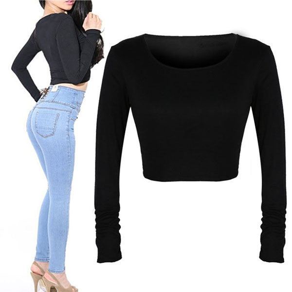 Online discount shop Australia - Fall Sexy Women Crooped Tops Long Sleeve Clubwear Tops Cropped