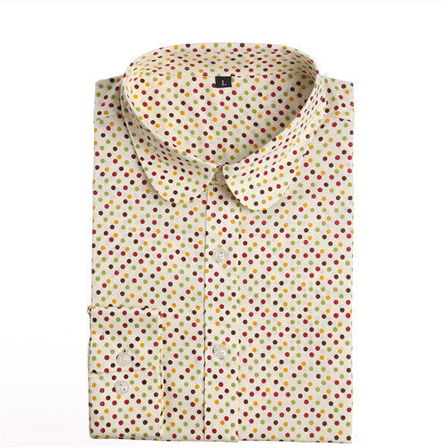 Polka Dot Blouse Long Sleeve Shirt Women Blouses Cotton Women Shirts Red Blue Dot Top Women Tops