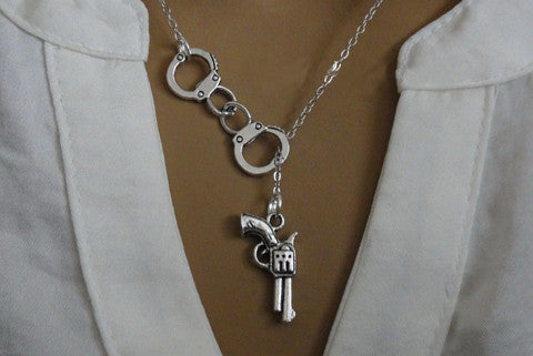 Online discount shop Australia - Handcuff and Gun Necklace