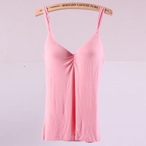 Women Strap Tops Built In Bra Bra Modal Cotton Soft Tank Cami Top