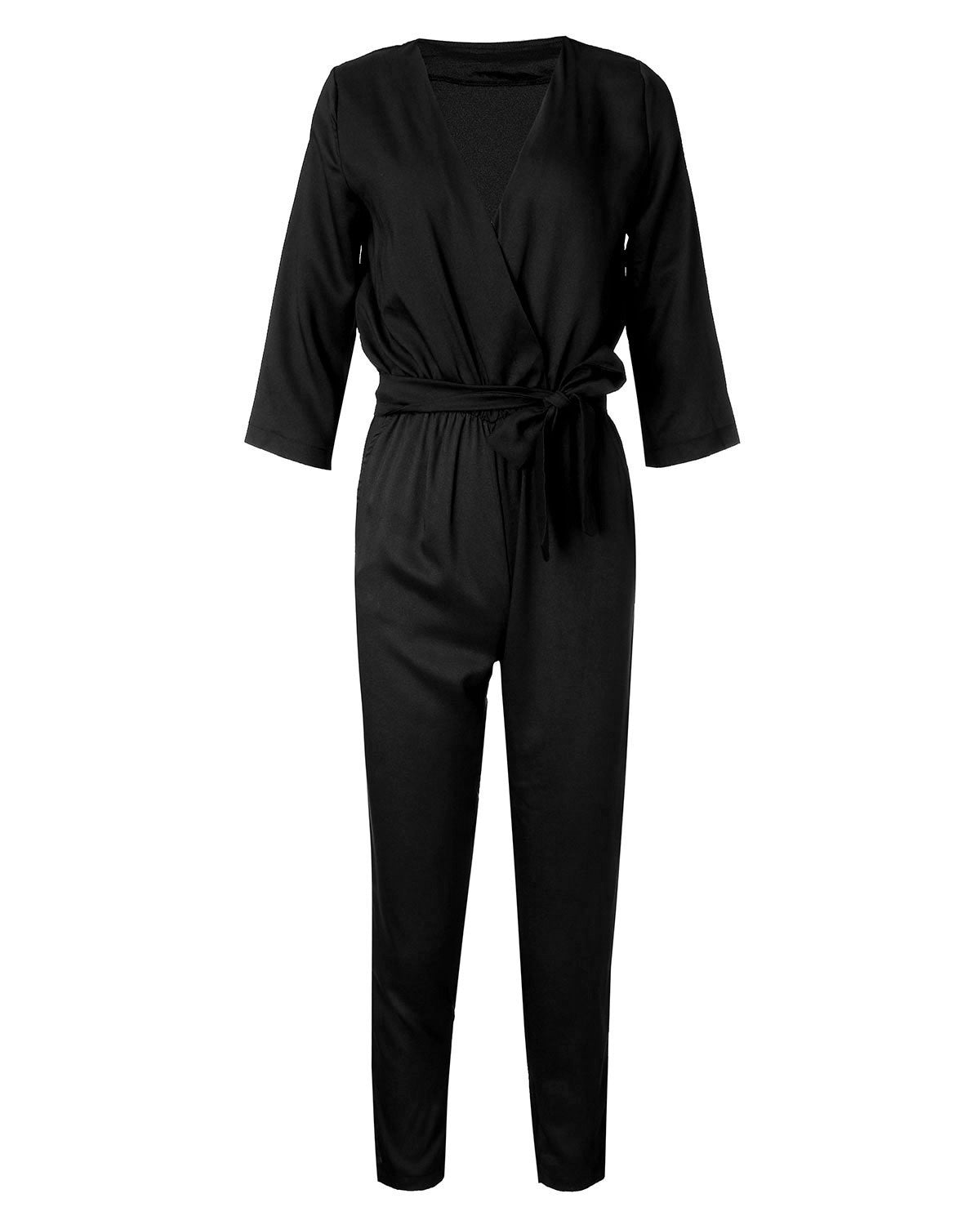 Online discount shop Australia - Fashion Women Jumpsuits Solid Color Bodysuit Half Sleeve V Neck Casual Style Elegant Ladies Long Romper Overalls